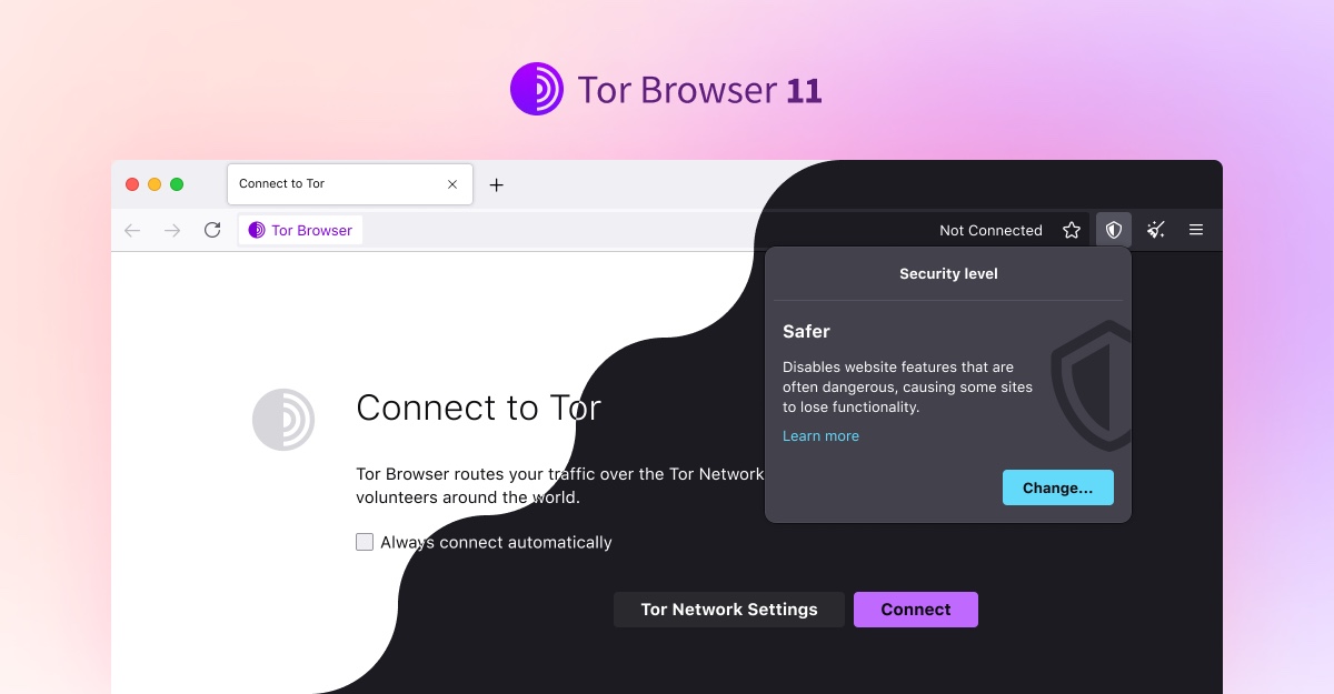 Tor Browser 11's Verbindungsansicht in hellen und dunklen Themes